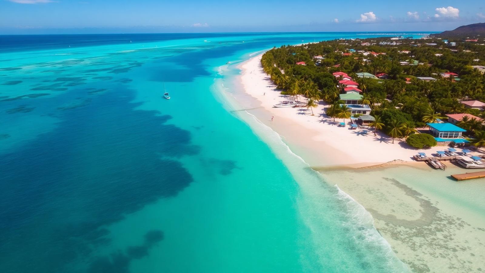 Turquoise sea and white sand beach in Aruba